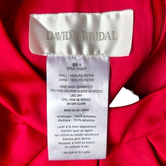 David's Bridal Red Satin Halter Mini Cocktail Party Prom Holiday Dress, Sz 6 - Picture 7 of 11